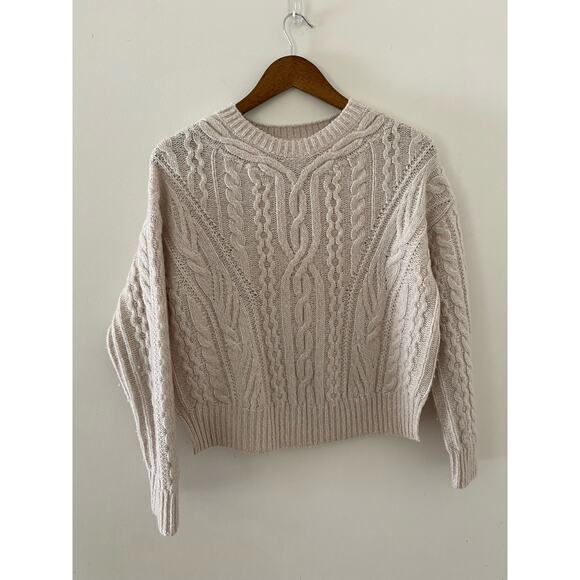 $475 Vince Bauble Cable-knit Merino Wool And Cashmere-blend Sweater Oatmeal XS - Picture 1 of 11
